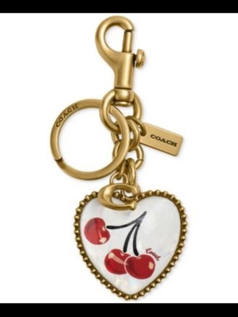 COACH VINTAGE CHERRY RESIN PUFFY HEART BAG CHARM FOB "C" CHARM CZ125